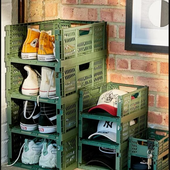 Urban Outfitters Felix Folding Storage Crate Set of 4 - Olive Green - Size Large - Picture 2 of 6